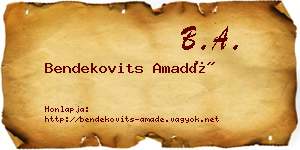 Bendekovits Amadé névjegykártya